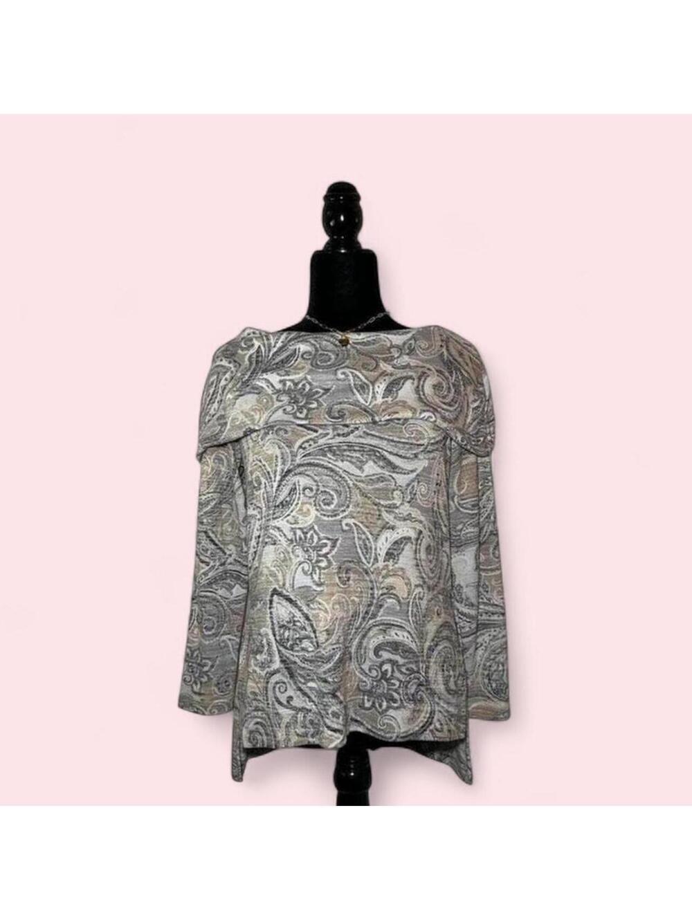 Y2K Boho Paisley Off The Shoulder Blouse By Cleo Petite Size XS